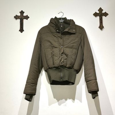 Vintage Khaki Cropped Padded Jacket